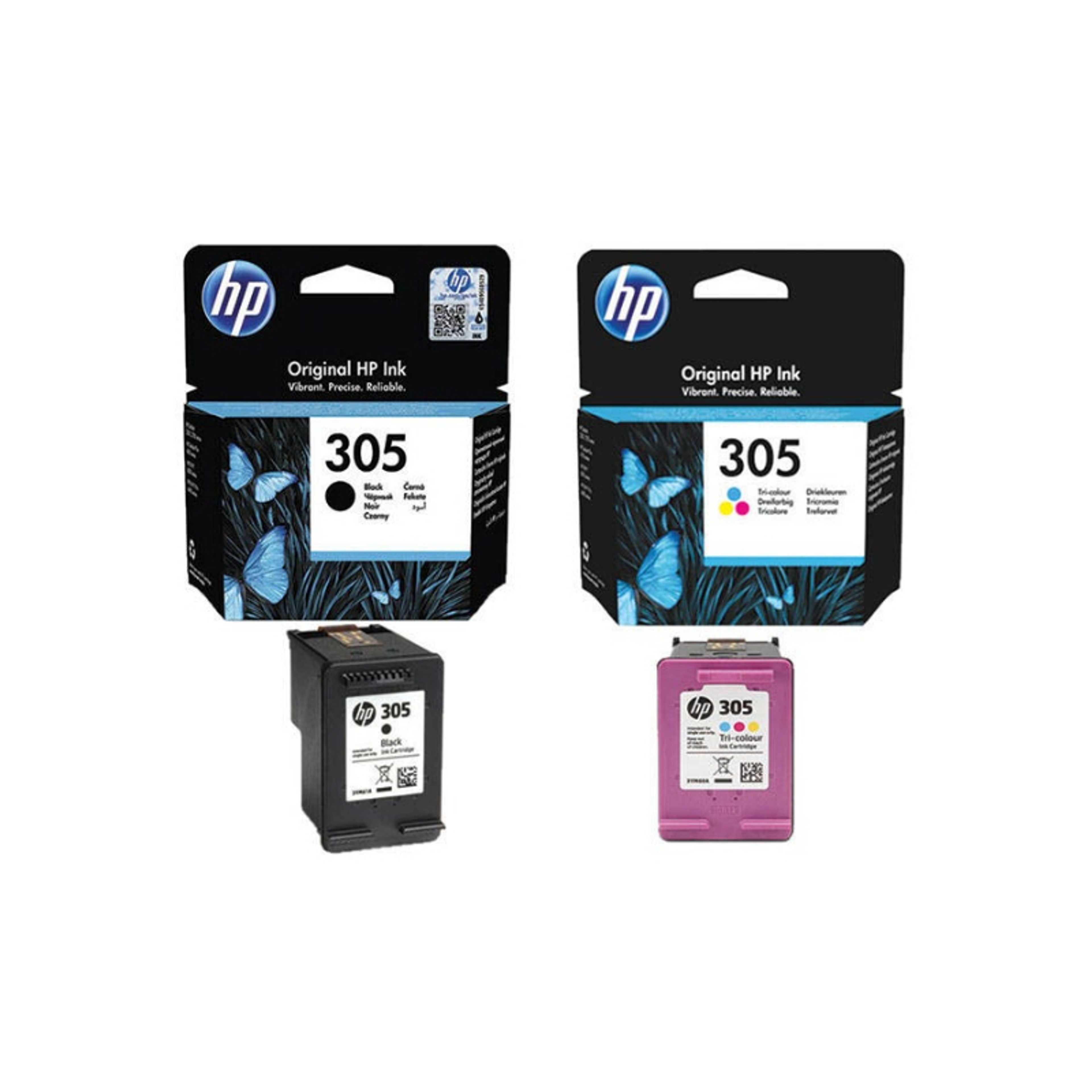 305 Black Original Ink Cartridge Black (1) + HP 305 Tri-color Original Ink Cartridge(1) (3YM61AE/3YM60AE) | Works with HP DeskJet 2700, 2730, 4100 Printers Black/Multicolor - Product Main Image